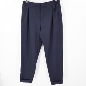 Reiss Pants Mens 34 L28 Tapered Pleated Elastic Waist Navy drawstring high waist